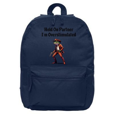 Hold On Partner IM Overstimulated Cowboy Frog Vintage 16 in Basic Backpack