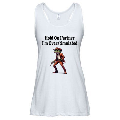 Hold On Partner IM Overstimulated Cowboy Frog Vintage Ladies Essential Flowy Tank