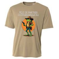 Hold On Partner IM Overstimulated Cow Frog Cooling Performance Crew T-Shirt