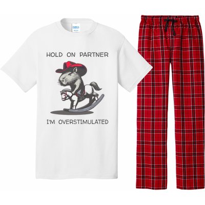 Hold On Partner I Am Overstimulated Funny Capybara Pajama Set