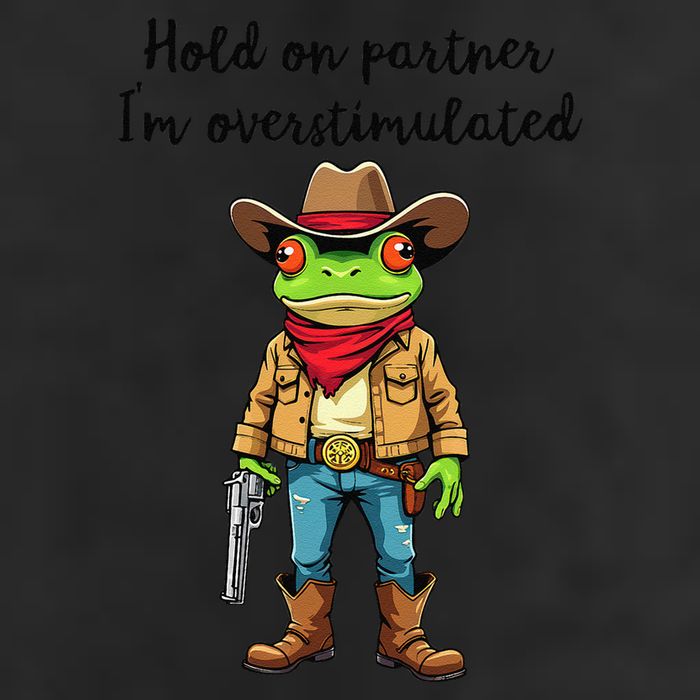 Hold On Partner IM Overstimulated Cow Frog 7 Panel Mesh Trucker Snapback Hat