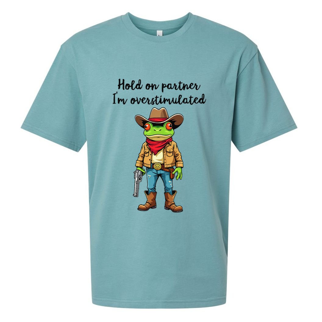 Hold On Partner IM Overstimulated Cow Frog Sueded Cloud Jersey T-Shirt