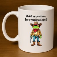 Hold On Partner IM Overstimulated Cow Frog 11oz C Handle Ceramic Mug