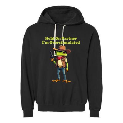 Hold On Partner IM Overstimulated Cow Frog Garment-Dyed Fleece Hoodie