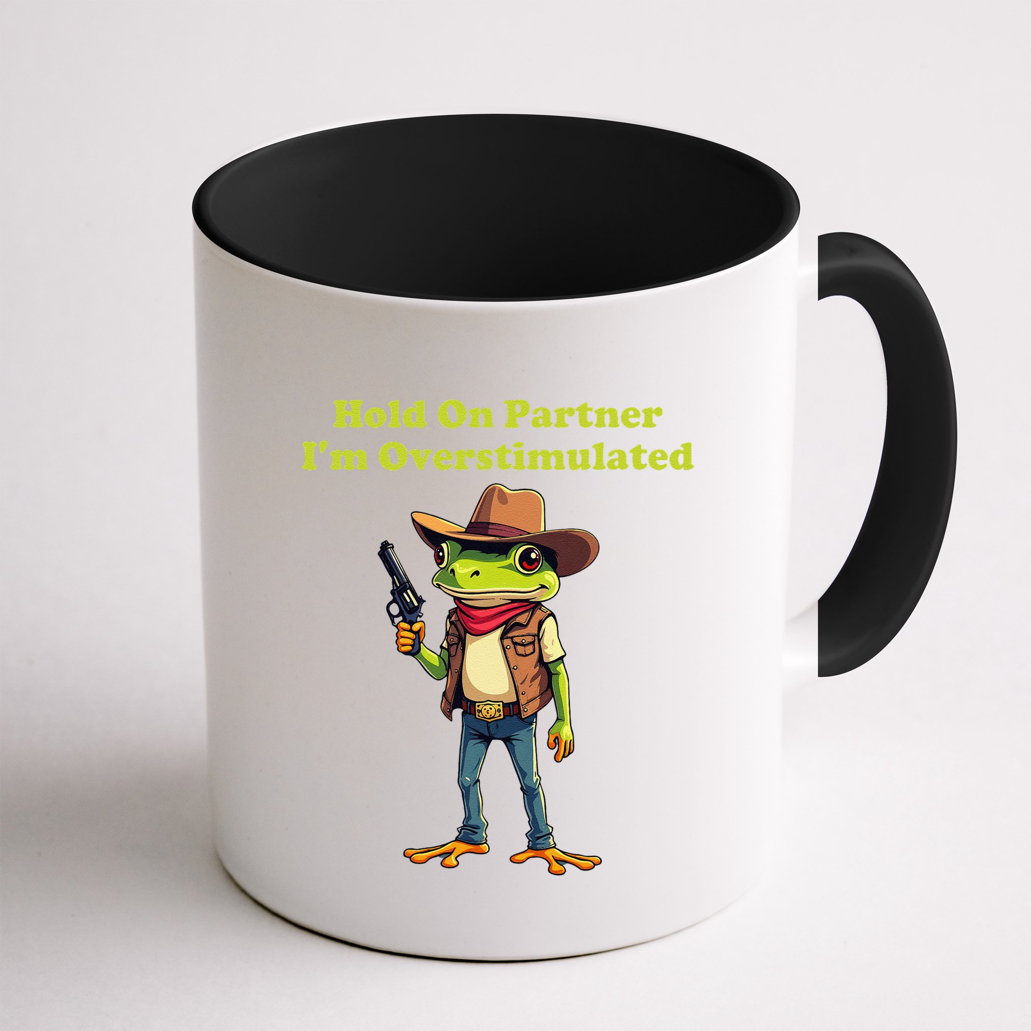 Hold On Partner IM Overstimulated Cow Frog Mug