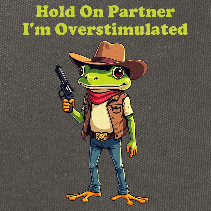Hold On Partner IM Overstimulated Cow Frog Cotton Canvas Backpack