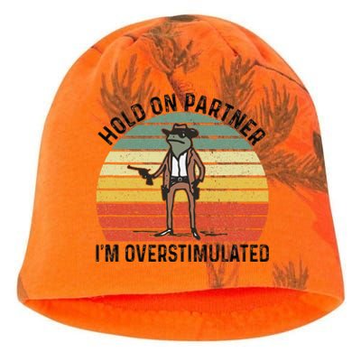 Hold On Partner IM Overstimulated Cowboy Frog Vintage Kati - Camo Knit Beanie