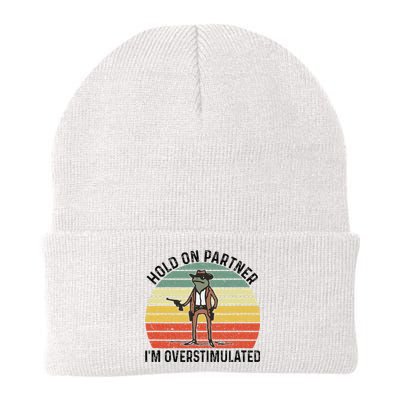 Hold On Partner IM Overstimulated Cowboy Frog Vintage Knit Cap Winter Beanie