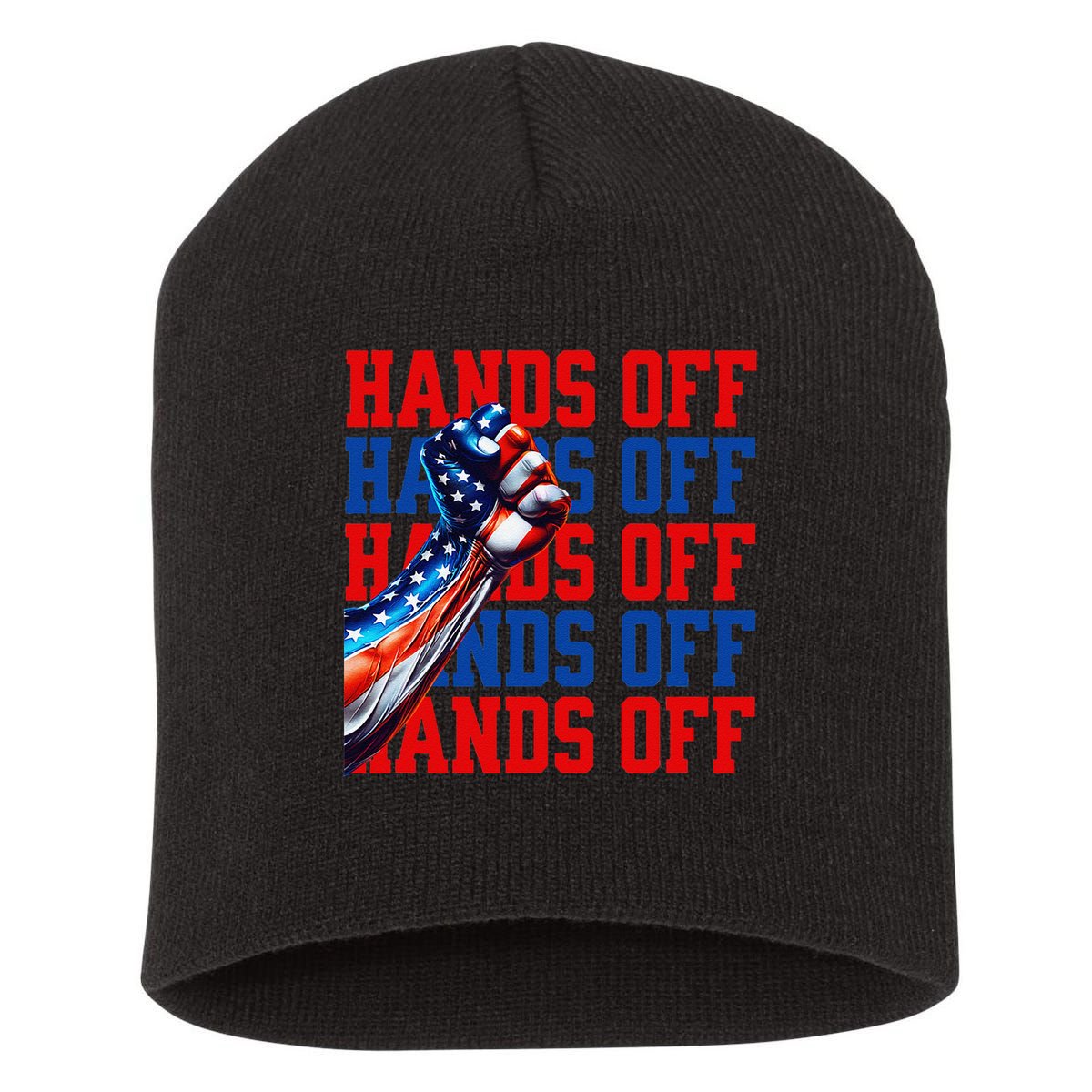 Hands Off Protest Social Security And Medicare Protest Short Acrylic Beanie