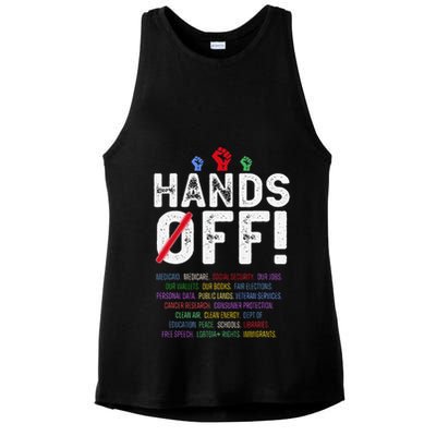 Hands Off Protest Social Security And Medicare Protest Ladies PosiCharge Tri-Blend Wicking Tank