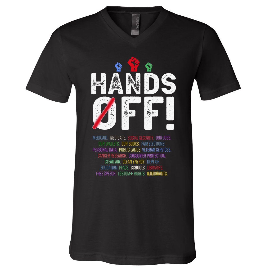 Hands Off Protest Social Security And Medicare Protest V-Neck T-Shirt