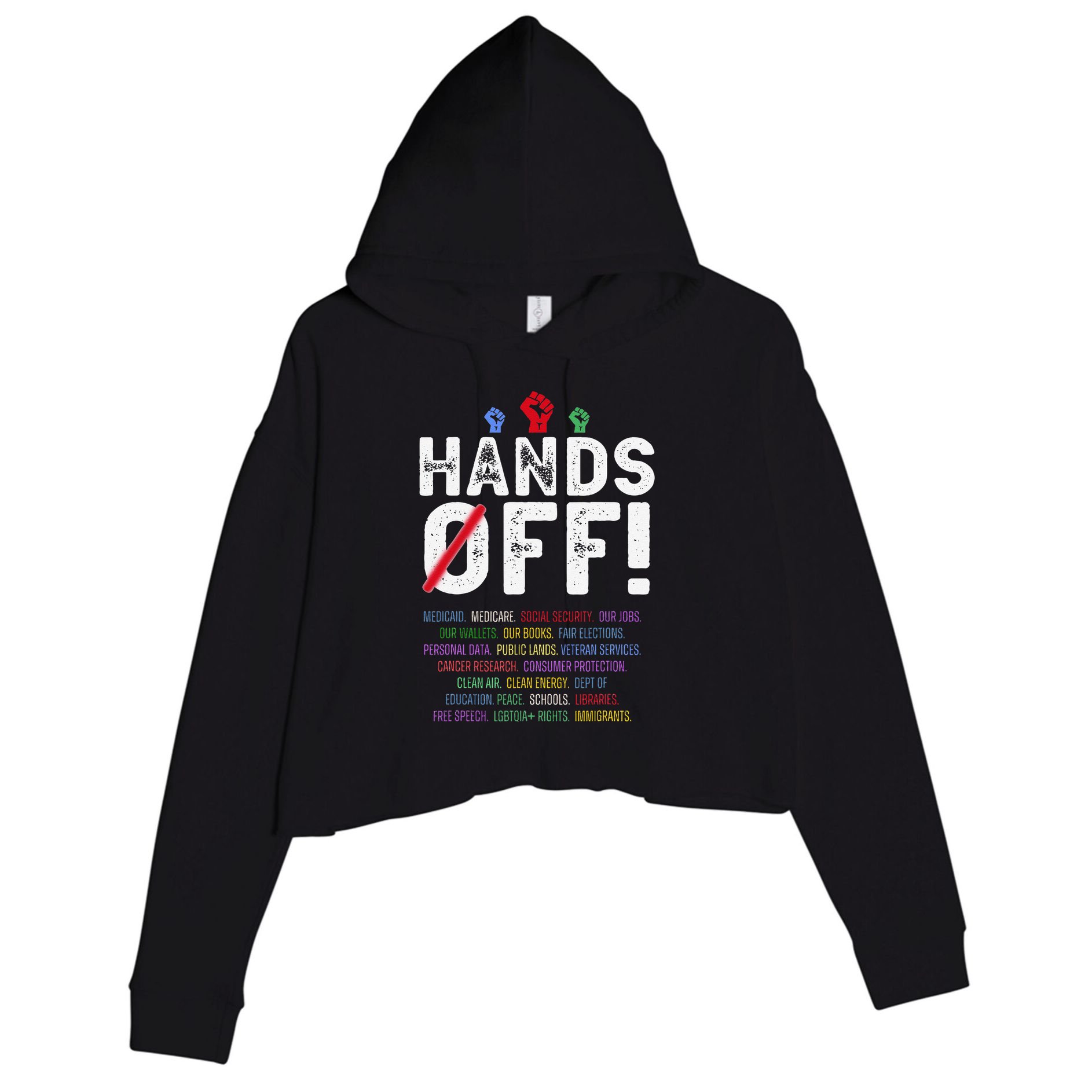 Hands Off Protest Social Security And Medicare Protest Crop Fleece Hoodie