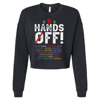 Hands Off Protest Social Security And Medicare Protest Cropped Pullover Crew