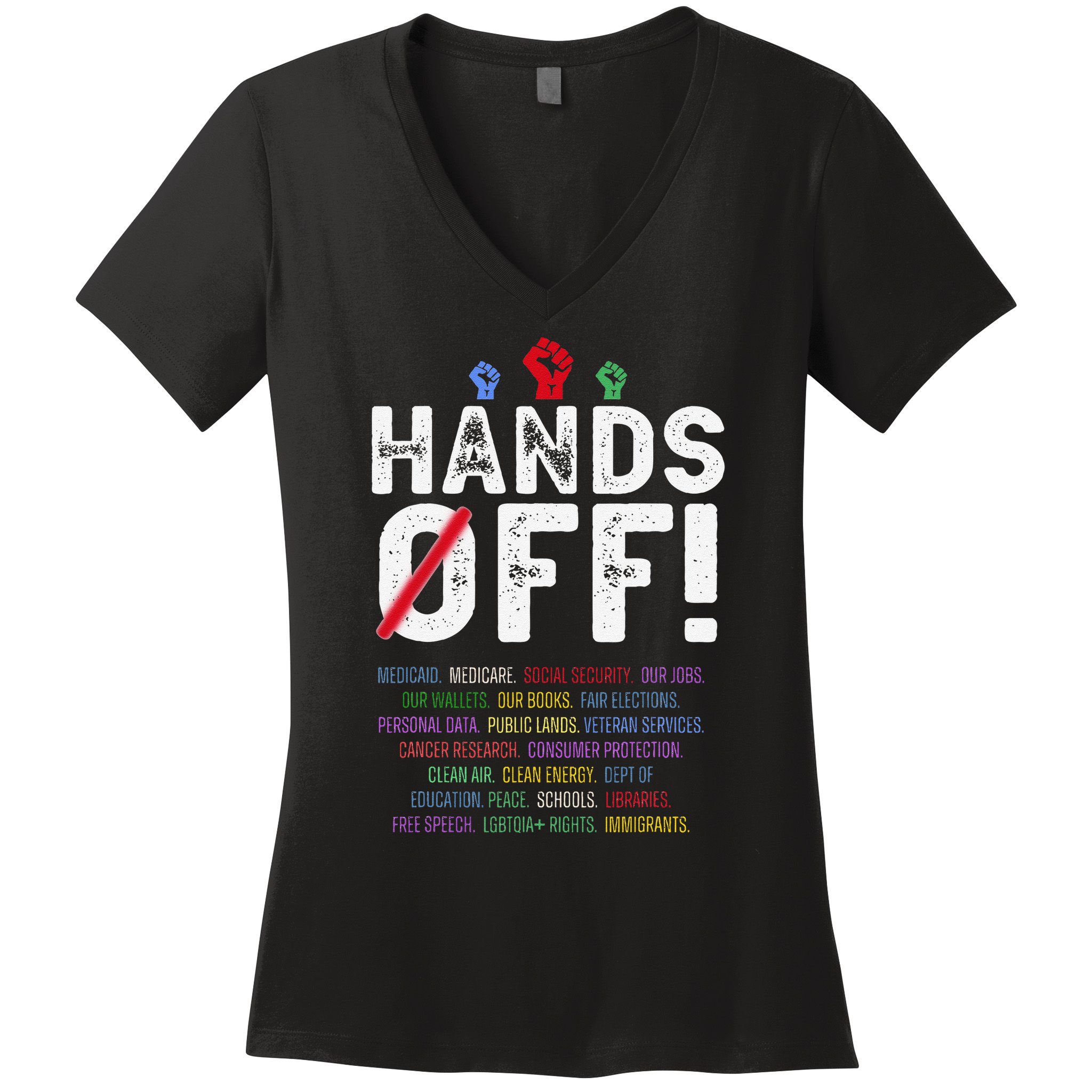 Hands Off Protest Social Security And Medicare Protest Women's V-Neck T-Shirt