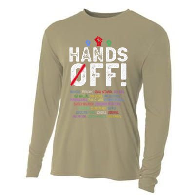 Hands Off Protest Social Security And Medicare Protest Cooling Performance Long Sleeve Crew