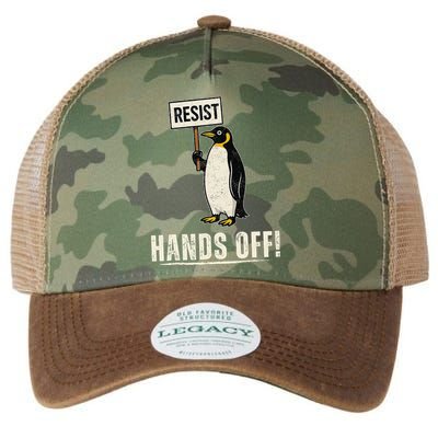 Hands Off Penguins Protest Against Tariffs Penguin Resist Legacy Tie Dye Trucker Hat