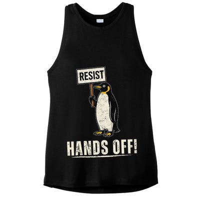 Hands Off Penguins Protest Against Tariffs Penguin Resist Ladies PosiCharge Tri-Blend Wicking Tank