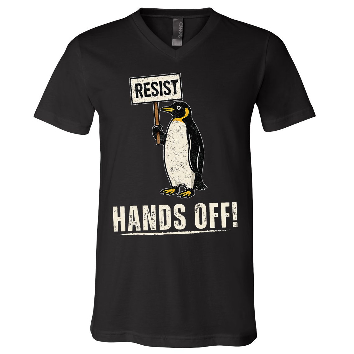 Hands Off Penguins Protest Against Tariffs Penguin Resist V-Neck T-Shirt