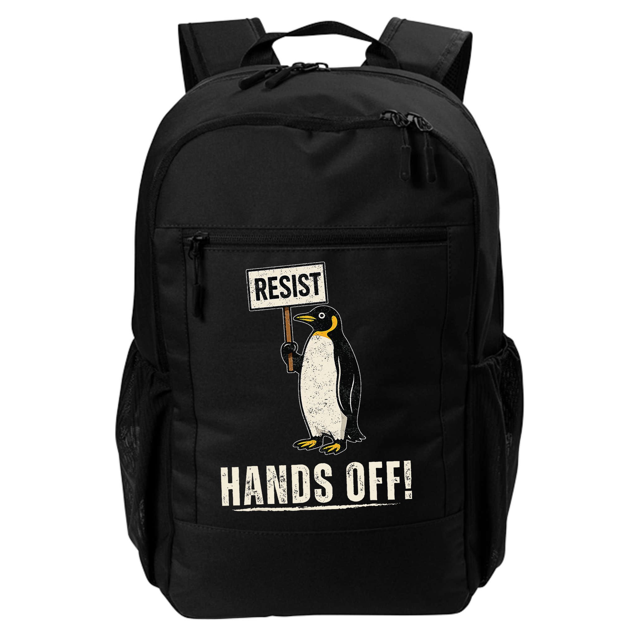 Hands Off Penguins Protest Against Tariffs Penguin Resist Backpack
