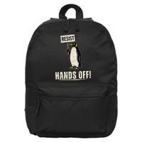 Hands Off Penguins Protest Against Tariffs Penguin Resist 16 in Basic Backpack