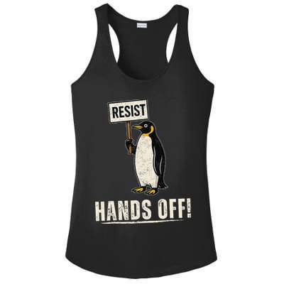 Hands Off Penguins Protest Against Tariffs Penguin Resist Ladies PosiCharge Competitor Racerback Tank