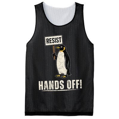 Hands Off Penguins Protest Against Tariffs Penguin Resist Mesh Reversible Basketball Jersey Tank