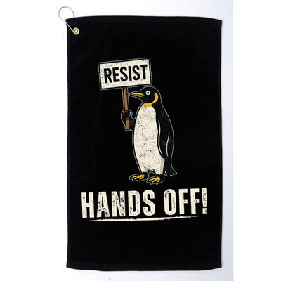 Hands Off Penguins Protest Against Tariffs Penguin Resist Golf Towel