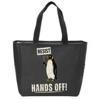 Hands Off Penguins Protest Against Tariffs Penguin Resist Zip Tote Bag