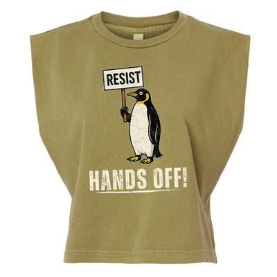Hands Off Penguins Protest Against Tariffs Penguin Resist Garment-Dyed Women's Muscle Tee