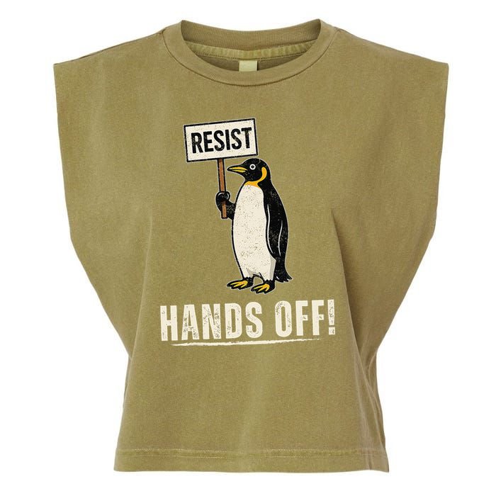 Hands Off Penguins Protest Against Tariffs Penguin Resist Garment-Dyed Women's Muscle Tee