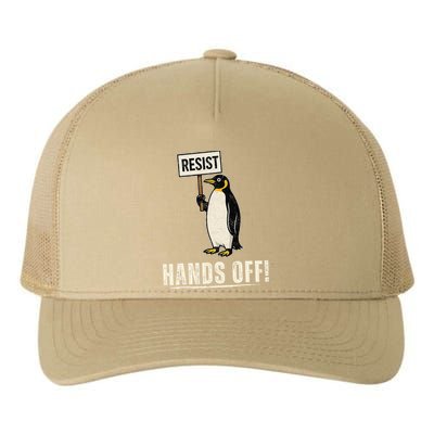 Hands Off Penguins Protest Against Tariffs Penguin Resist Yupoong Adult 5-Panel Trucker Hat