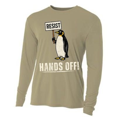 Hands Off Penguins Protest Against Tariffs Penguin Resist Cooling Performance Long Sleeve Crew
