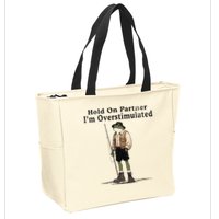 Hold On Partner IM Overstimulated Funny Frog Fishing Humor Zip Tote Bag