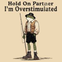Hold On Partner IM Overstimulated Funny Frog Fishing Humor Zip Tote Bag