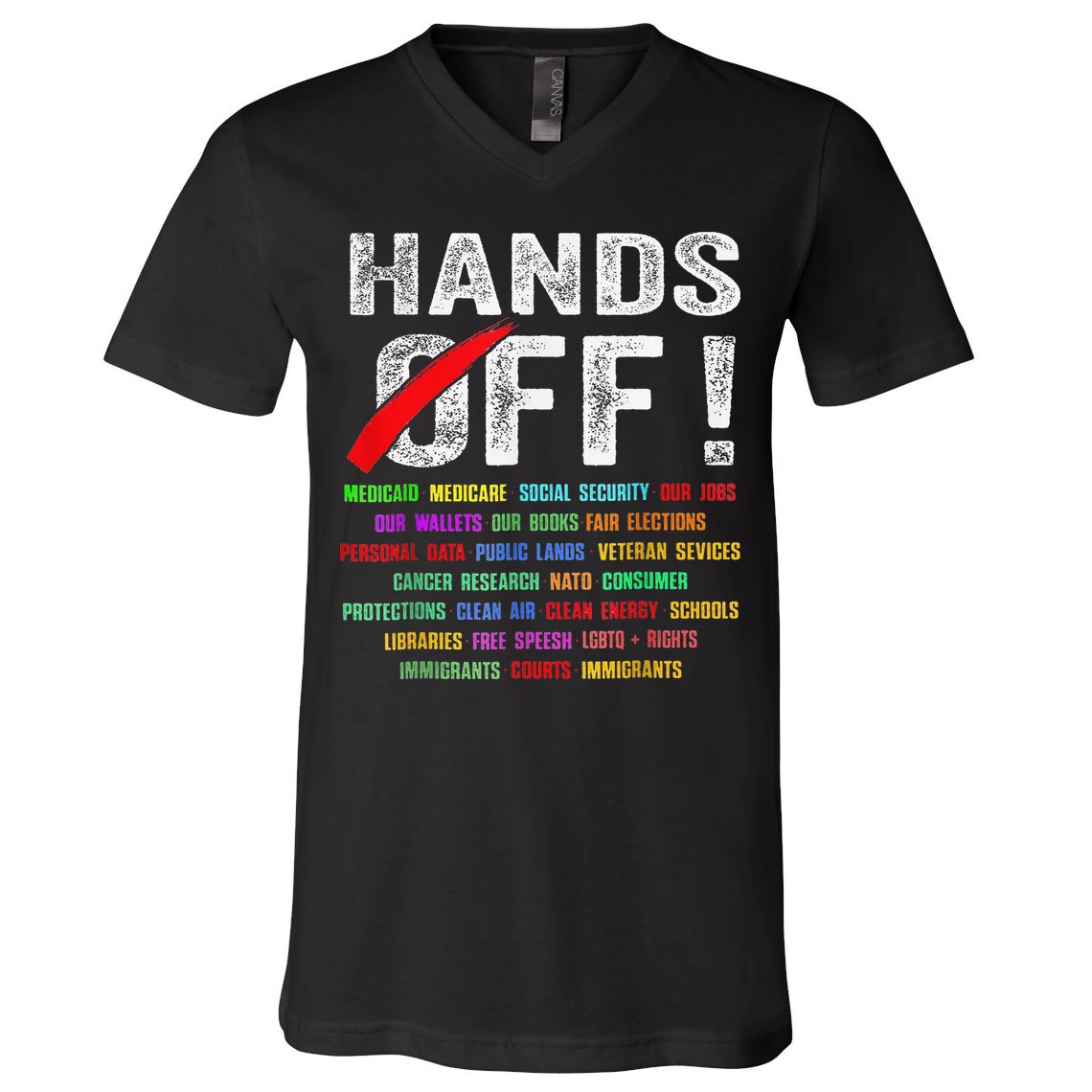 Hands Off Protest Social Security And Medicare Protest V-Neck T-Shirt