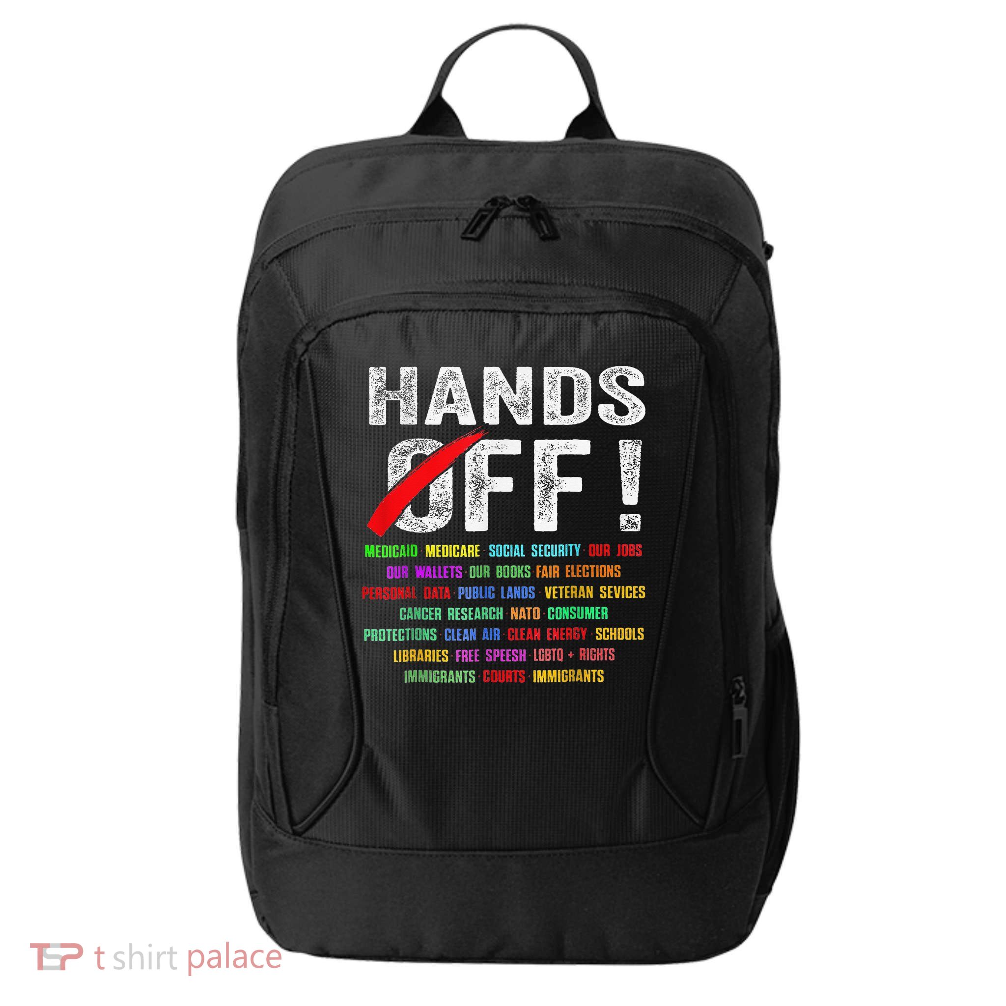 Hands Off Protest Social Security And Medicare Protest City Backpack