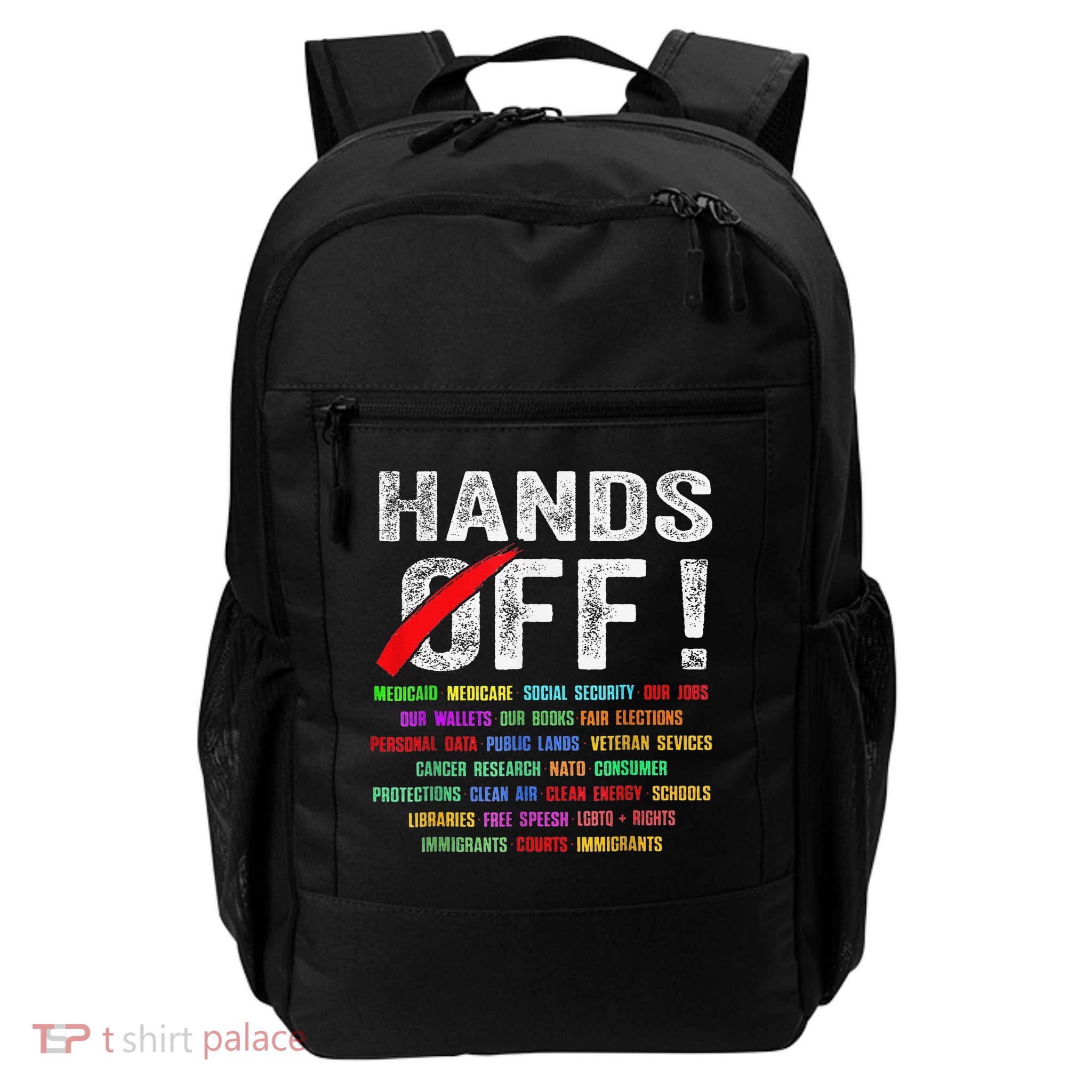 Hands Off Protest Social Security And Medicare Protest Backpack
