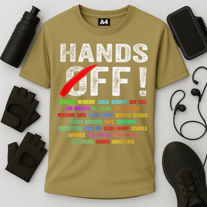 Hands Off Protest Social Security And Medicare Protest Cooling Performance Crew T-Shirt