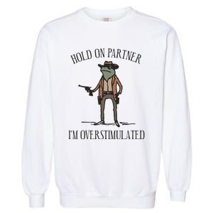 Hold On Partner IM Overstimulated Cow Frog Garment-Dyed Sweatshirt