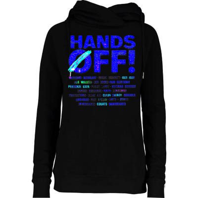 Hands Off Protest  Womens Funnel Neck Pullover Hood