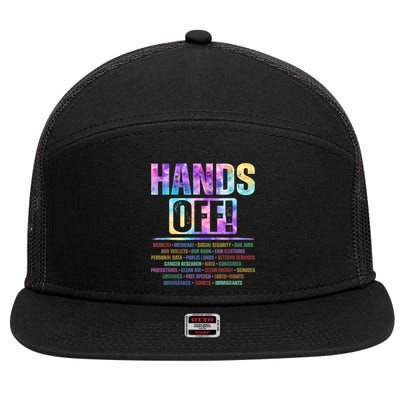 Hands Off Protest Social Security And Medicare Protest   7 Panel Mesh Trucker Snapback Hat