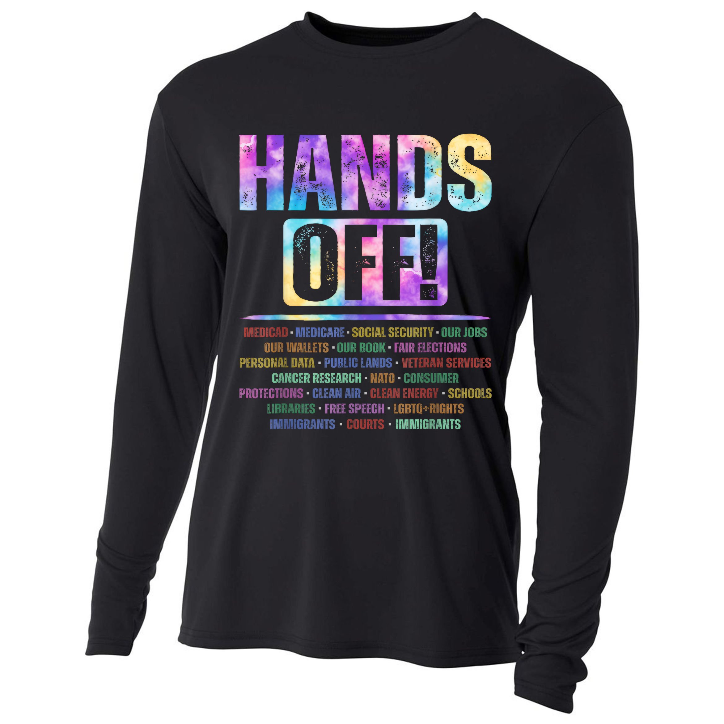 Hands Off Protest Social Security And Medicare Protest   Cooling Performance Long Sleeve Crew
