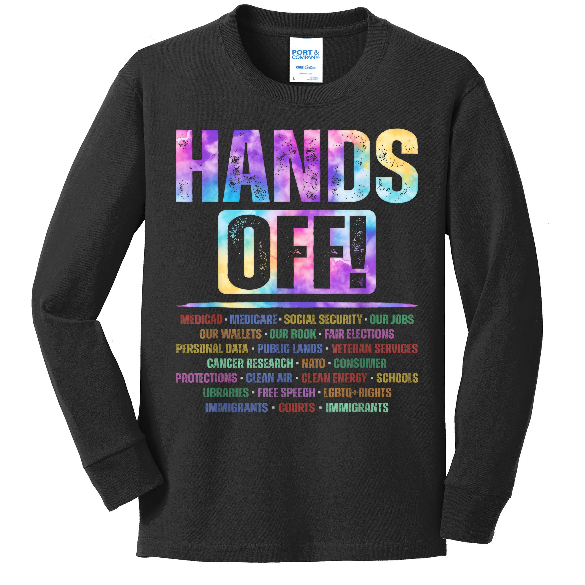 Hands Off Protest Social Security And Medicare Protest   Kids Long Sleeve Shirt