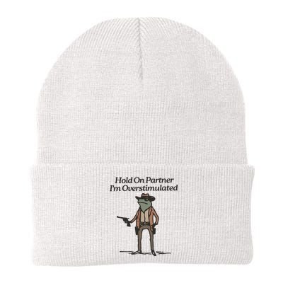 Hold On Partner IM Overstimulated Cowboy Frog Funny Knit Cap Winter Beanie