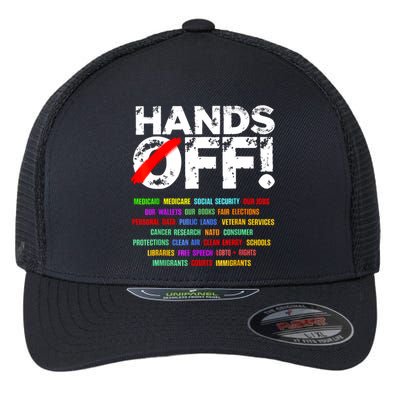Hands Off Protest Social Security And Medicare Protest  Flexfit Unipanel Trucker Cap