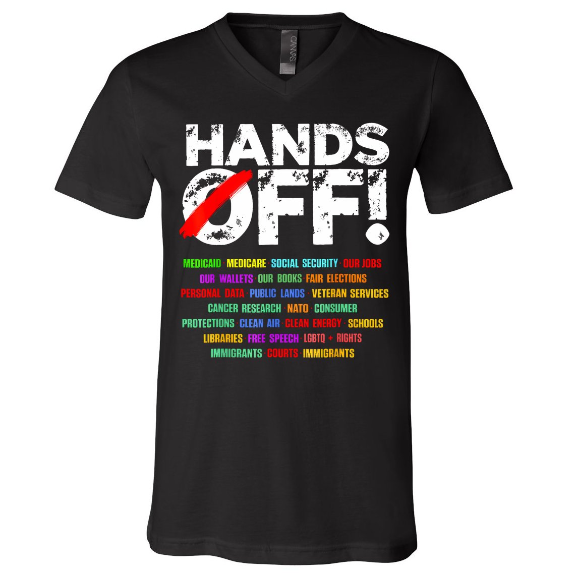 Hands Off Protest Social Security And Medicare Protest  V-Neck T-Shirt