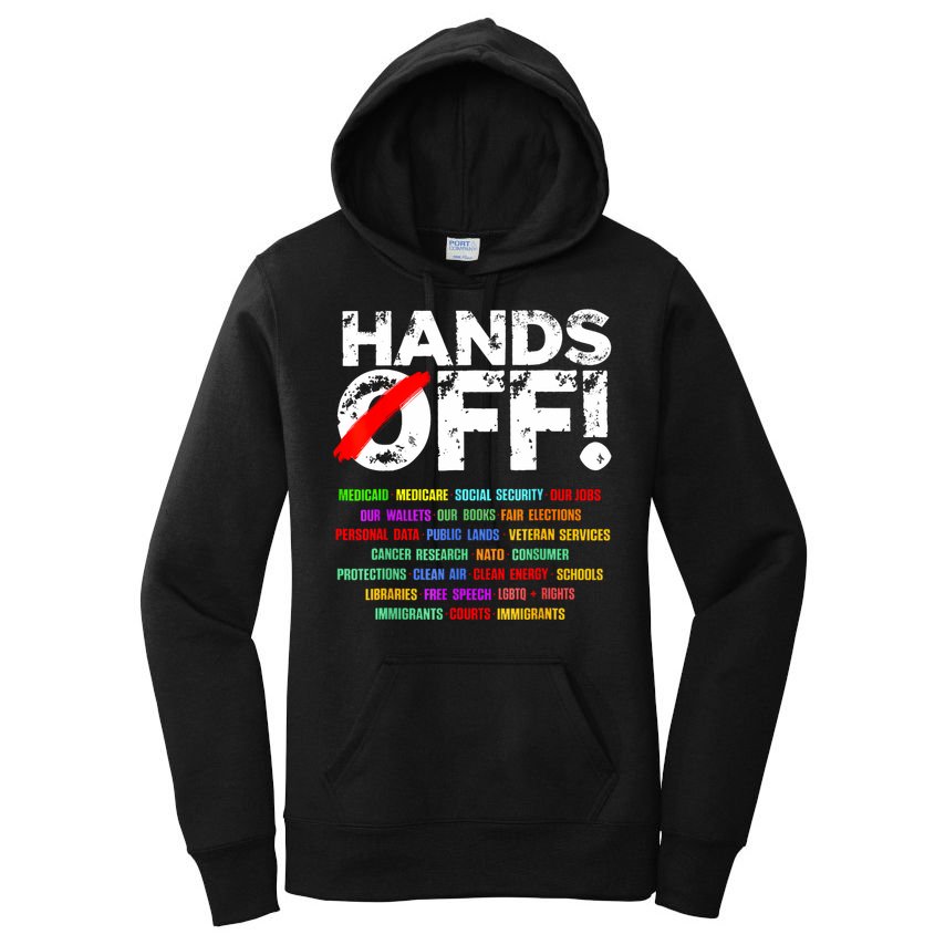 Hands Off Protest Social Security And Medicare Protest  Women's Pullover Hoodie