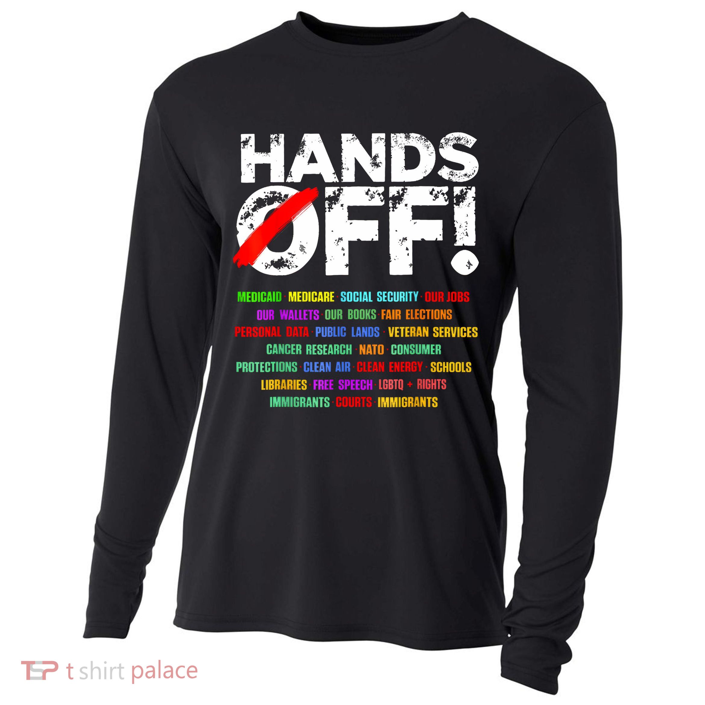 Hands Off Protest Social Security And Medicare Protest  Cooling Performance Long Sleeve Crew