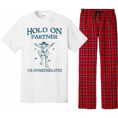 Hold On Partner IM Overstimulated Cowboy Frog Retro Vintage Pajama Set