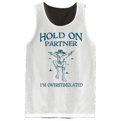 Hold On Partner IM Overstimulated Cowboy Frog Retro Vintage Mesh Reversible Basketball Jersey Tank